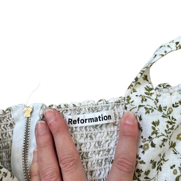 Reformation Desiree Linen Dress Ivy - Picture 4 of 11